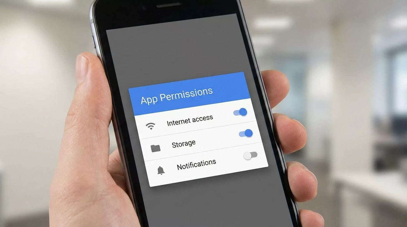 Ecrã de permissões Android com opções de instalação de fontes desconhecidas