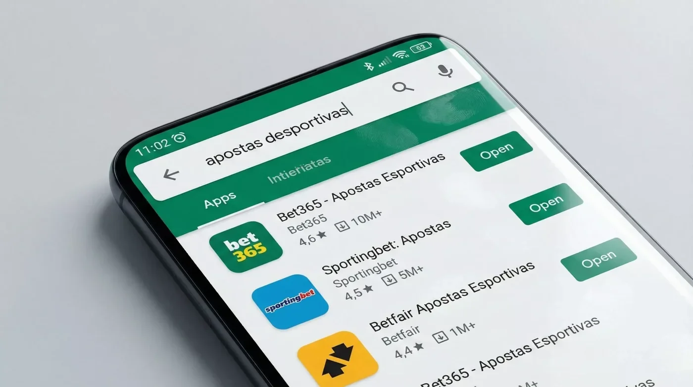 Ecrã da Google Play Store com resultados de pesquisa de apps de apostas desportivas